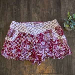 Maroon and white shorts